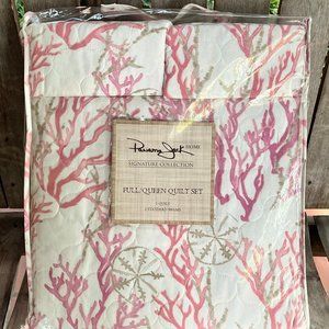 Panama Jack CORAL SAND DOLLAR 3-pc FULL QUEEN Quilt Set - includes shams